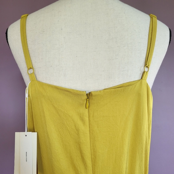 NWT Vince Golden Yellow V-Neck Cami Cropped Wide Leg Silky Jumpsuit - Picture 9 of 16